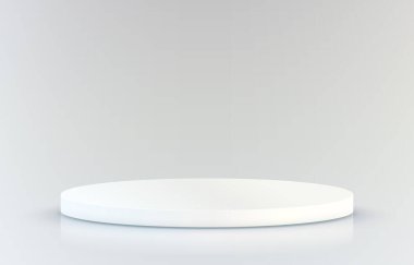 Işıklı sahne podyumu, gri arka planda ödül töreni için sahne podyumu sahnesi. Vektör