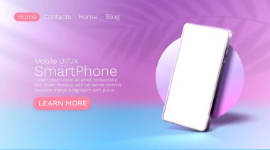 Akıllı telefon mobil ekranı, teknoloji mobil ekran ışığı. Vektör