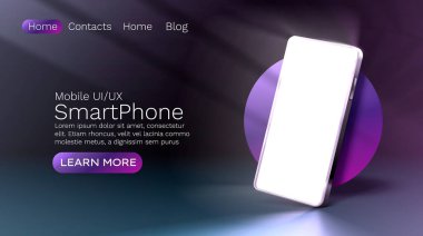 Akıllı telefon mobil ekranı, teknoloji mobil ekran ışığı. Vektör