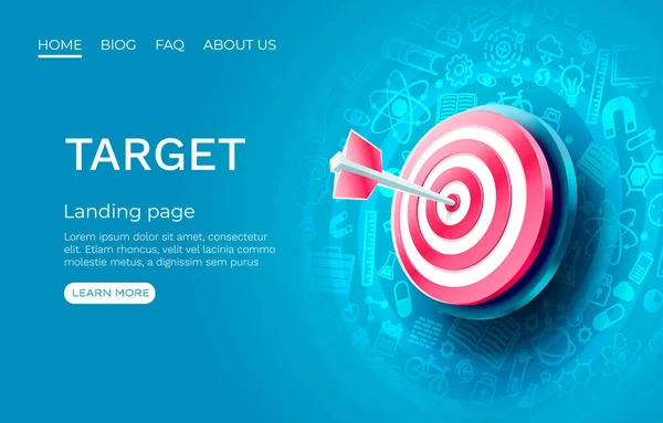 Target landing page, banner business 3d icoon. Vector — Stockvector