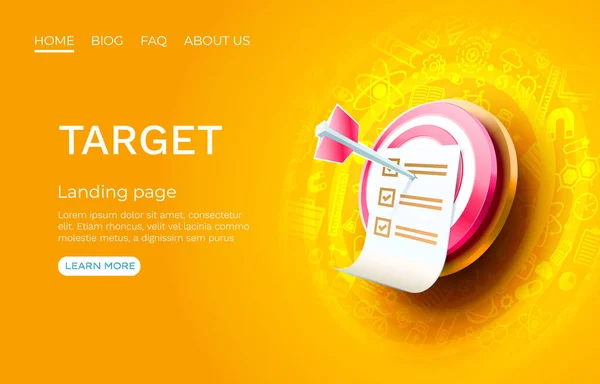 Target landing page, banner business 3d icoon. Vector — Stockvector