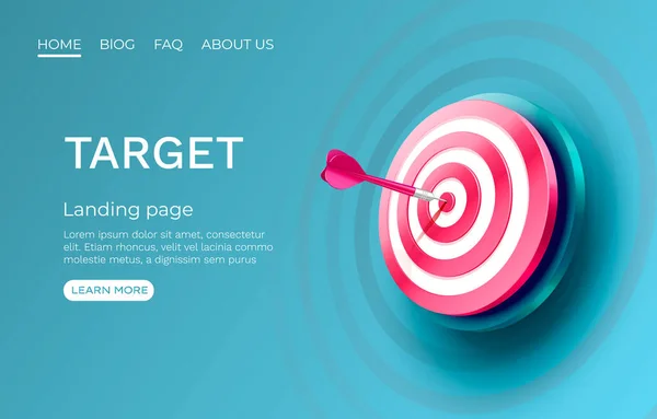 Target landing page, banner business 3d icoon. Vector — Stockvector