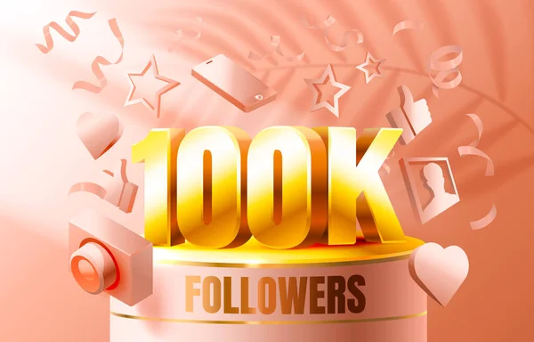 Спасибо, followers peoples, 100k online social group, happy banner celebrate, Vector — стоковый вектор