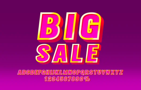 Big Sale Font Set Sammlung, Buchstaben und Zahlen Symbol. Vektor — Stockvektor