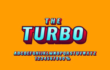 Retro turbo yazı tipi koleksiyonu, harfler ve sayılar sembolü. Vektör