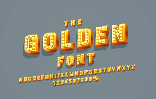 Золотий шрифт набору колекції, літери і цифри символ. Векторні — стоковий вектор