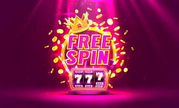 Casino free spin 777 Etikettenrahmen, goldenes Banner, Rand Gewinner, Vegas-Spiel. Vektor — Stockvektor