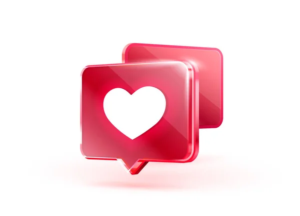 Heart like icon, sign follower 3d banner, love post social media. Vector — Stock Vector