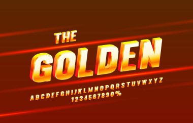 Altın yazı tipi koleksiyonu, harfler ve sayılar sembolü. Vektör