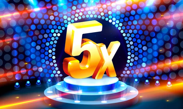 5x bannière gagnante, flyer de promotion, étiquette de prix. Vecteur — Image vectorielle