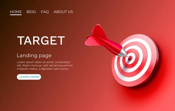 Target landing page, banner business 3d icon. Вектор — стоковый вектор