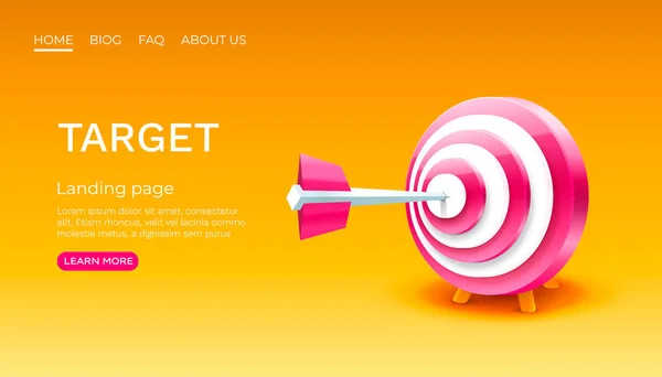 Target landing page, banner business 3d icoon. Vector — Stockvector