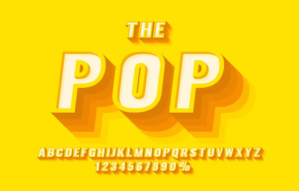 Συλλογή γραμματοσειρών Pop Retro, γράμματα και αριθμοί σύμβολο. Διάνυσμα — Διανυσματικό Αρχείο