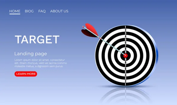 Target landing page, banner business 3d icon. Вектор — стоковый вектор