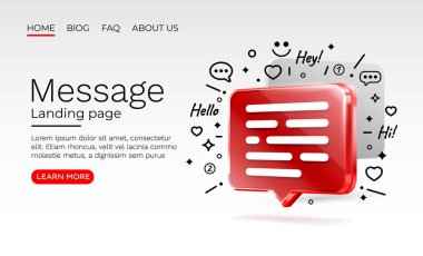 Bir çok ikona mesaj göndermek, insanlarla iletişim kurmak için sohbet etmek. Vektör