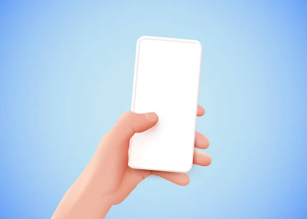 Smartphone portatile con schermo bianco. Mockup moderno. — Vettoriale Stock