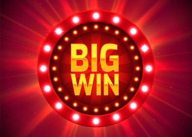 Altın gerçekçi 3D madeni paralarla büyük galibiyet işareti. Büyük ikramiye konsepti.