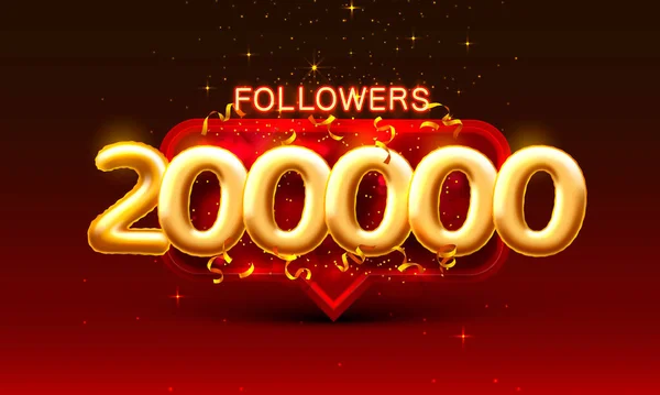 Merci les gens suiveurs, 200k groupe social en ligne, joyeuse bannière célébrer, vecteur — Image vectorielle