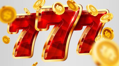 Kumar makinesi büyük ikramiyeyi kazandı. 777 Büyük Kazanç konsepti. Kumarhane ikramiyesi.
