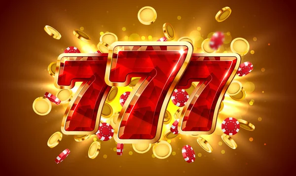 A nyerőgép nyeri a főnyereményt. 777 Nagy győzelem koncepció. Kaszinó jackpot. — Stock Vector