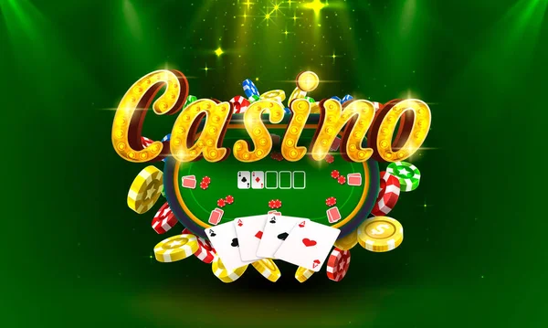Moneda de casino de poker, juego de cajero automático ahora. Vector — Vector de stock