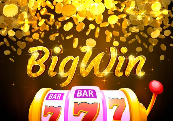 BigWin casino munt, geldautomaat spelen nu. Vector — Stockvector