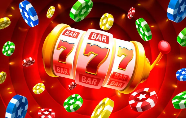 Kasino slots ikoner, spelautomat, natt Vegas. Vektor — Stock vektor
