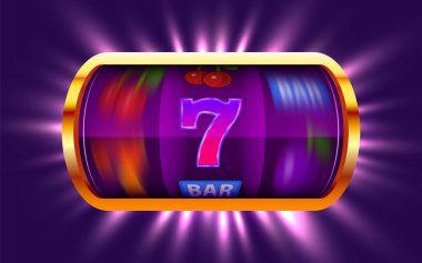 Kumar makinesi büyük ikramiyeyi kazandı. 777 Büyük Kazanç konsepti. Kumarhane ikramiyesi.