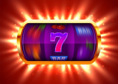 Kumar makinesi büyük ikramiyeyi kazandı. 777 Büyük Kazanç konsepti. Kumarhane ikramiyesi.