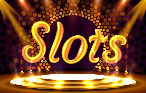 Casino Slots točí, Pódium scéna hra. Vektor — Stockový vektor