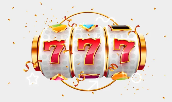 Игровой автомат Golden выигрывает джекпот. 777 Концепция большой победы. Джекпот казино. — стоковый вектор