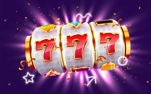 Złoty automat wygrywa główną wygraną. 777 Koncepcja wielkiej wygranej. Jackpot w kasynie. — Wektor stockowy