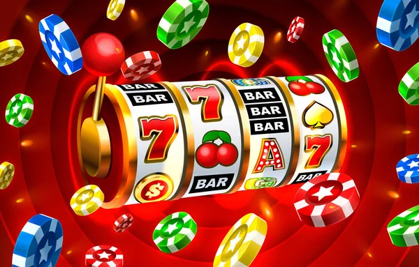 Casino slots pictogrammen, slot sign machine, nacht Vegas. Vector — Stockvector