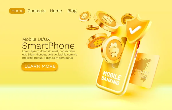 Mobiele bankdienst, financiële betaling Smartphone mobiele scherm, technologie mobiele display licht. Vector — Stockvector