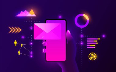 Posta uygulamalı cep telefonu. Posta hizmeti kavramı.