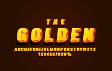 Altın yazı tipi koleksiyonu, harfler ve sayılar sembolü. Vektör