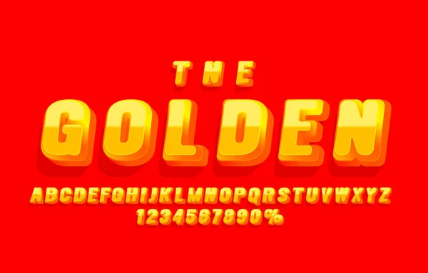 Золотий шрифт набору колекцій, букв і цифр. Векторні — стоковий вектор
