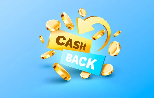 Servizio di cash back, etichetta di pagamento finanziario. Vettore — Vettoriale Stock