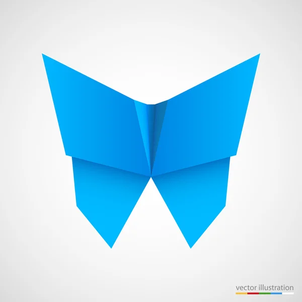 Mariposa de origami azul sobre blanco. Vector — Vector de stock