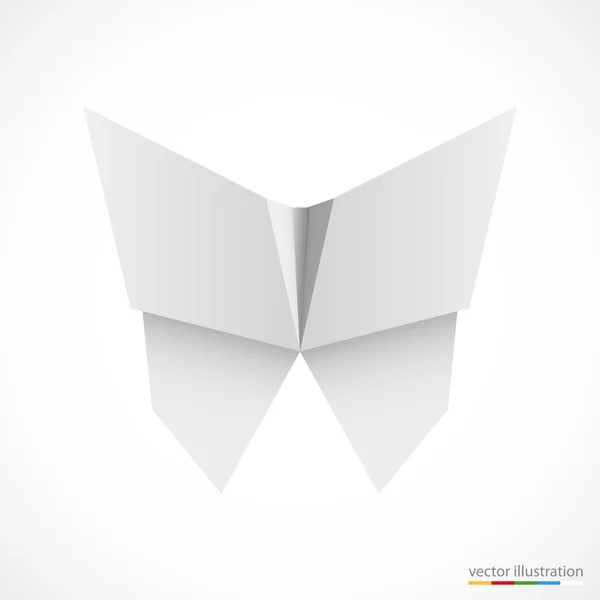 Белая бабочка оригами на белом. Вектор — стоковый вектор