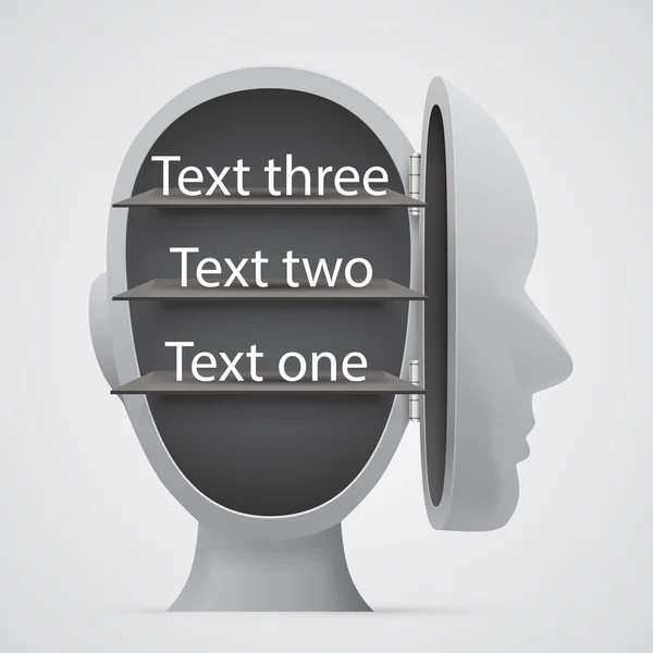 Prateleiras com lugar de texto dentro da cabeça aberta . — Fotografia de Stock