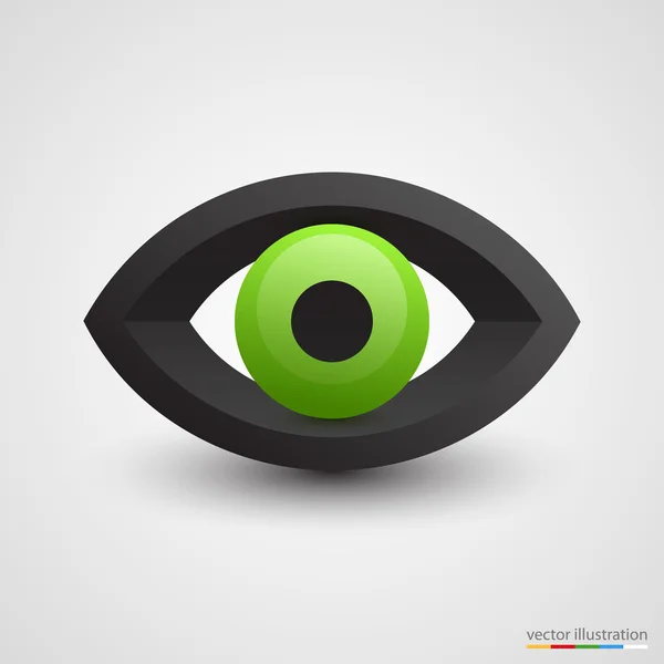 Three-dimensional green eye on white background — Stock Vector