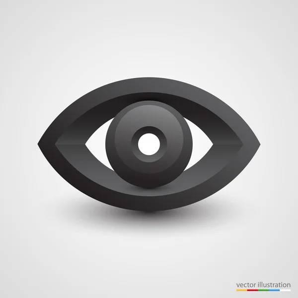 Beyaz zemin üzerinde üç boyutlu siyah göz — Stok Vektör