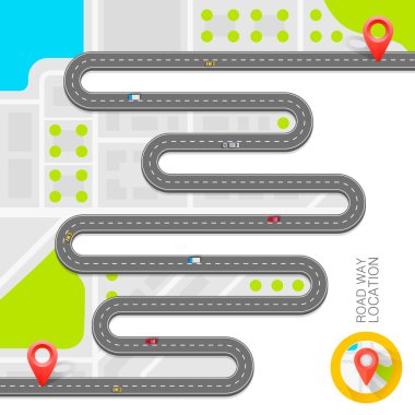 Yolun asfalt yol. Vektör arka plan