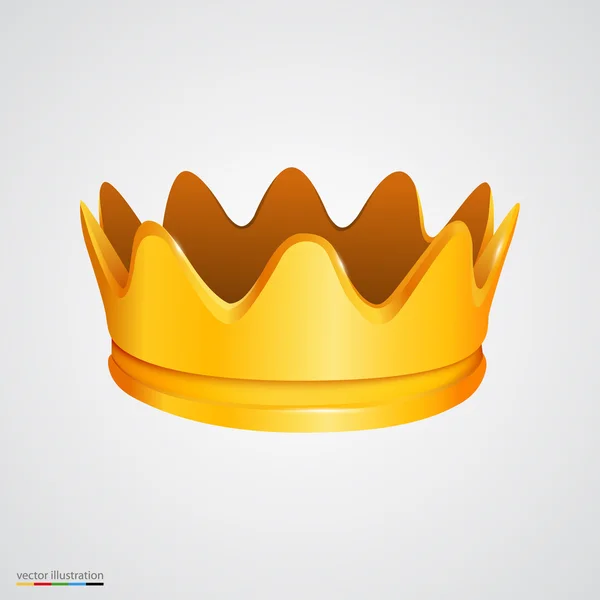 Brillante corona dorada sobre fondo blanco . — Vector de stock