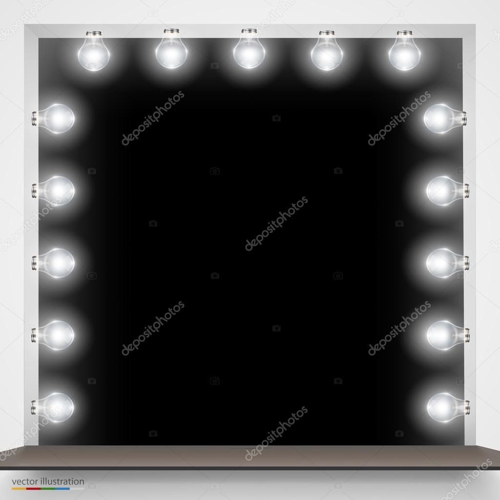 Mirror with bulbs for makeup.