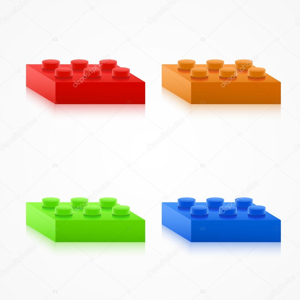 Isometric Colorful Plastic Building Blocks.