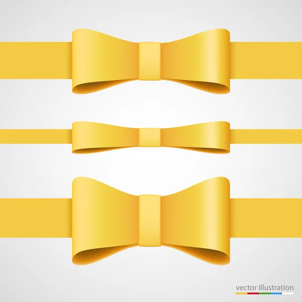 Holiday golden ribbon and bow. — Stock Vector