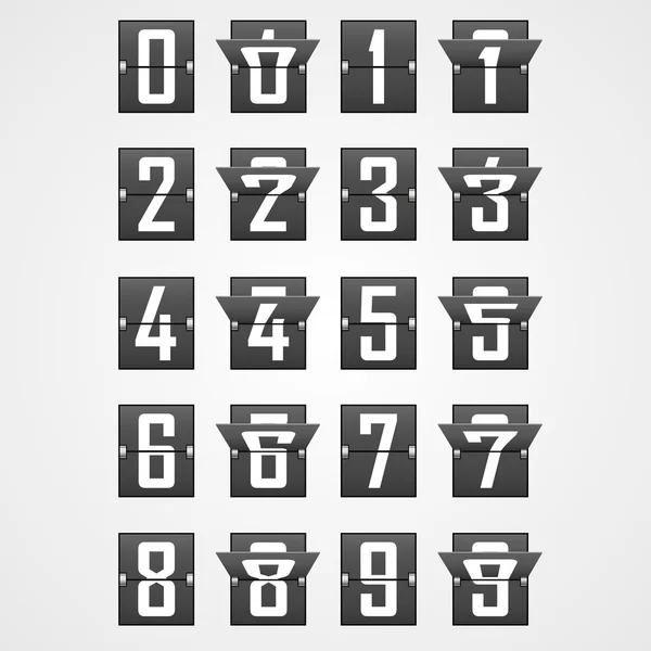 Numbers from Mechanical Scoreboard Alphabet — Stock Vector