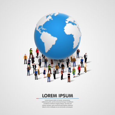 İllüstrasyon insan Dünya gezegeninin altında.